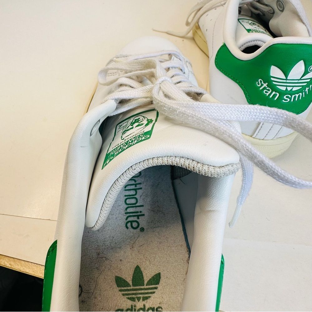 Adidas Stan Smith Orthalite White Green Leather‎ Sneakers Women’s Size 5.5 - Picture 5 of 7